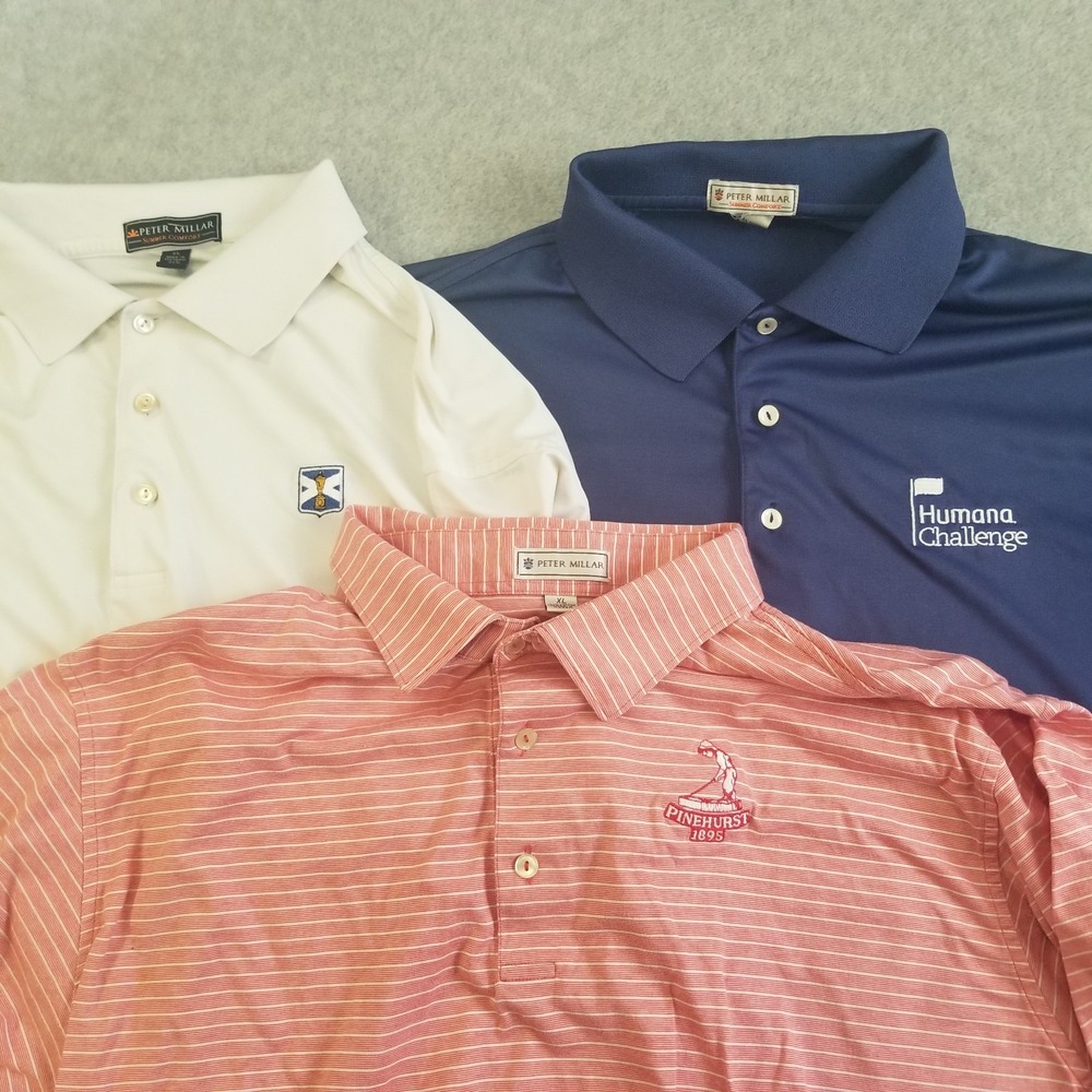 Peter Millar Polo Shirts Mens Extra Large Lot 3 Golf Pinehurst Ryder Cup